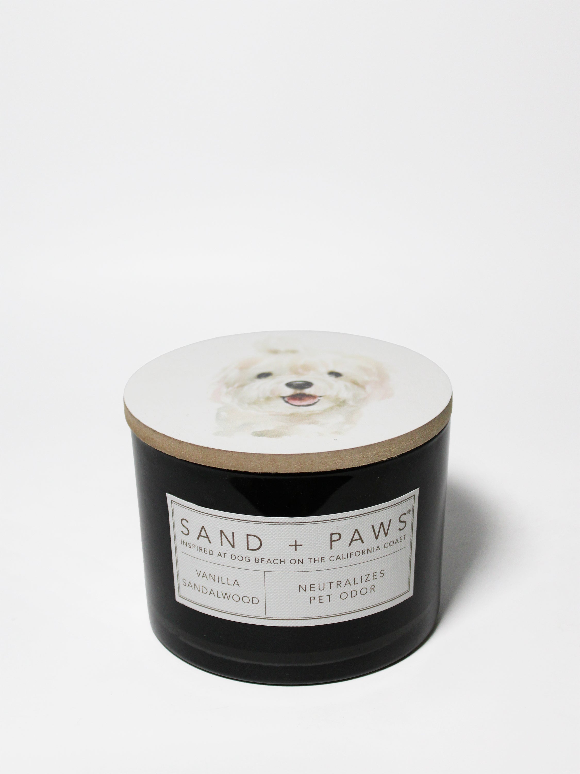 Sand + Paws Vanilla Sandalwood 12 oz scented candle
